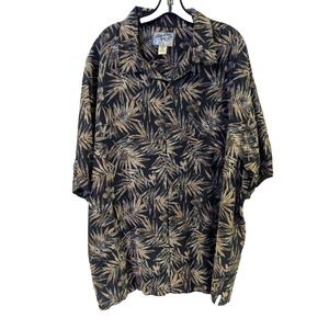 Big Dogs Hawaiian Shirt‎ Men's 2XL Short Sleeve Button Down Black Beach Resort